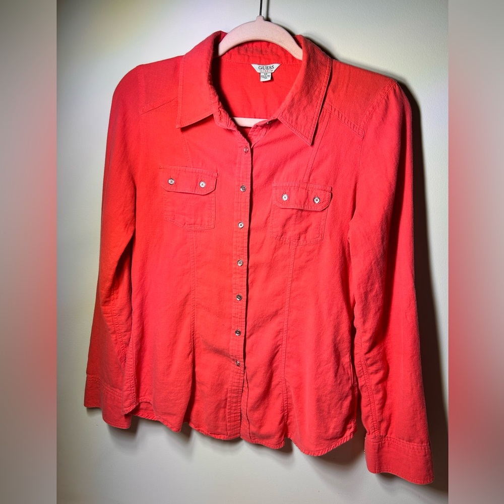 Guess Women’s Button-Up Shirt Salmon/Coral Size S/P